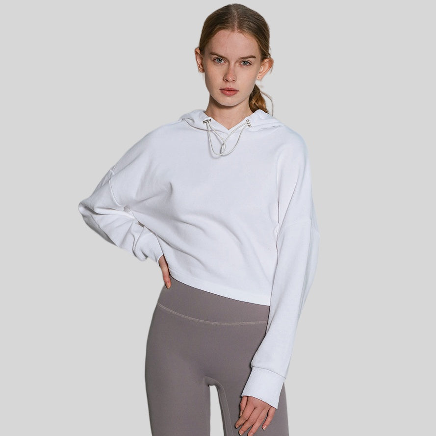 Womens Activewear Cropped 100% cotton Hoodie 122577 print logo 1