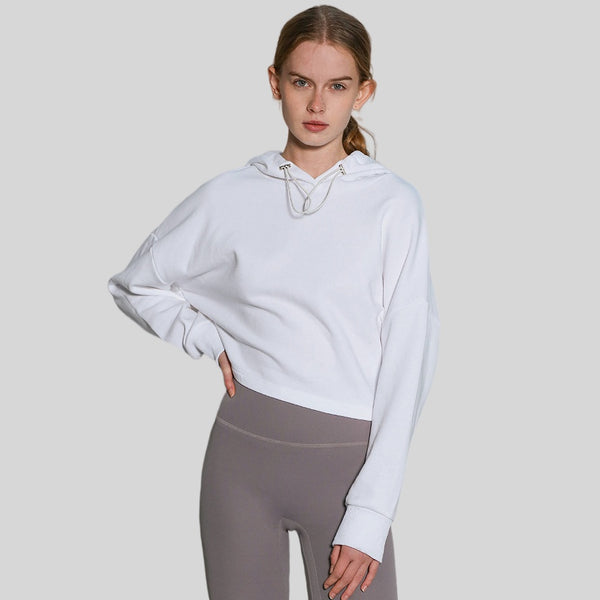 Womens Activewear Cropped 100% cotton Hoodie 122577 print logo 1
