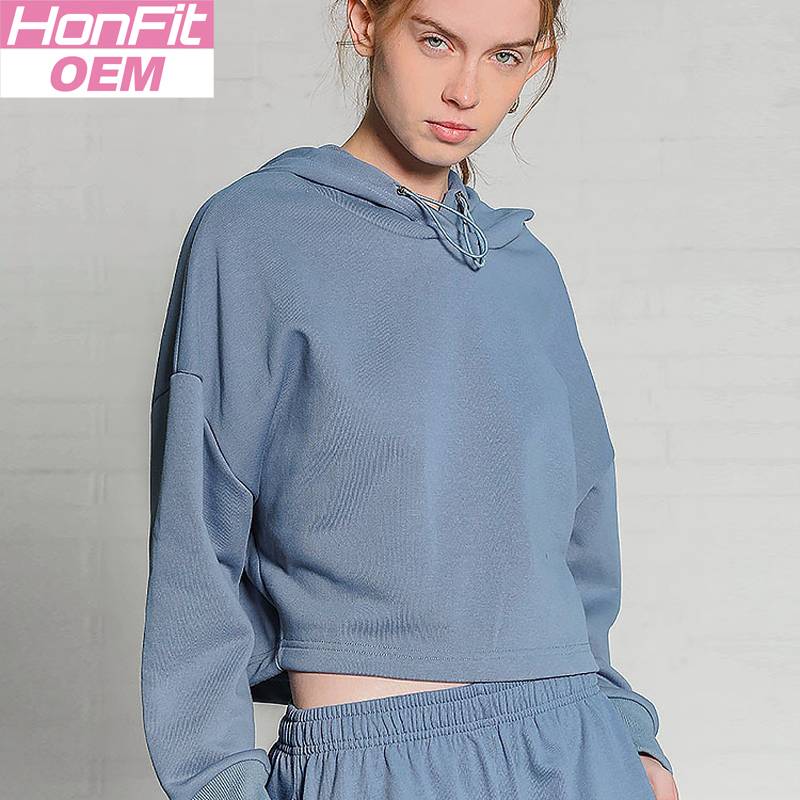 Womens Activewear Cropped 100% cotton Hoodie 122577 print logo 5