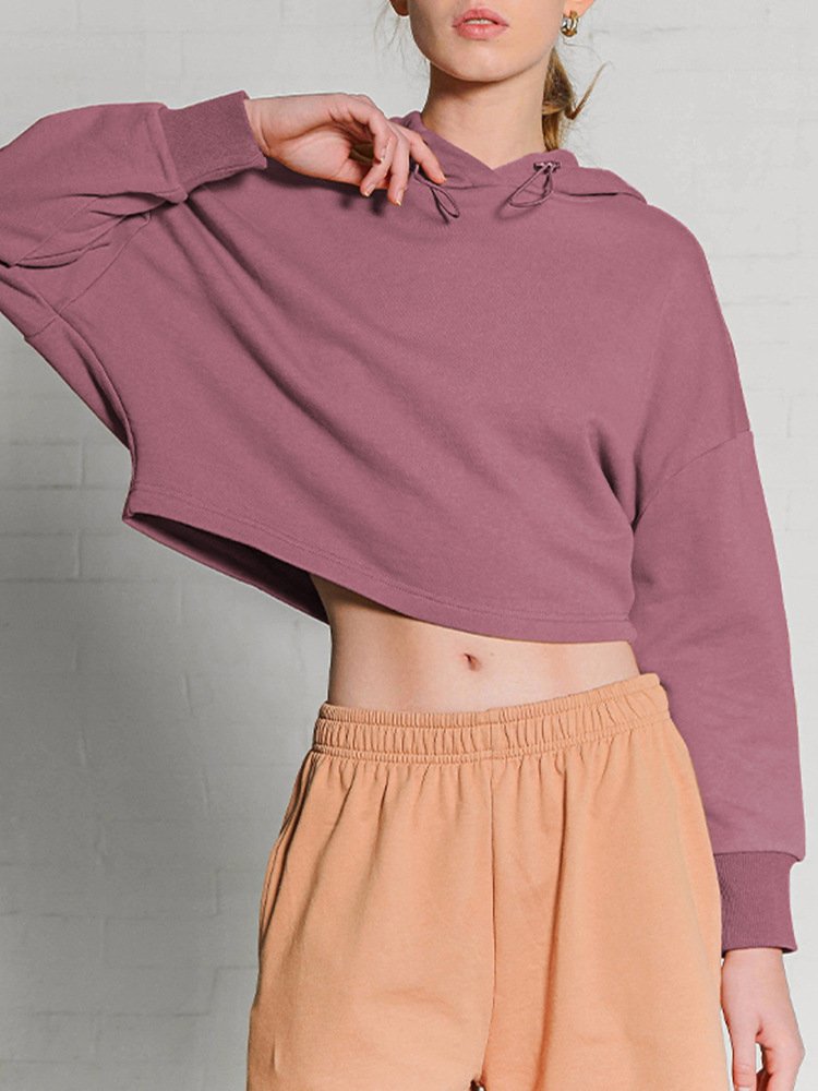 Womens Activewear Cropped 100% cotton Hoodie 122577 print logo 25