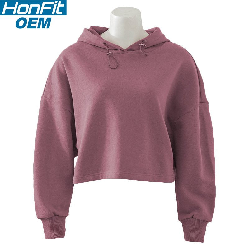 Womens Activewear Cropped 100% cotton Hoodie 122577 print logo 13