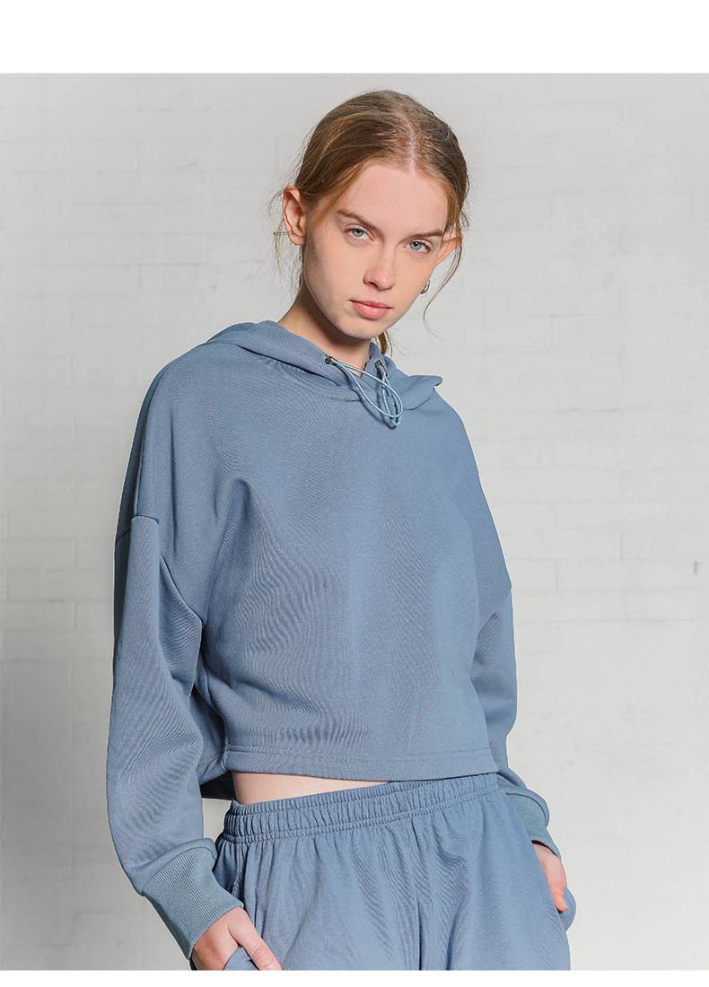 Womens Activewear Cropped 100% cotton Hoodie 122577 print logo 46