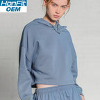 Womens Activewear Cropped 100% cotton Hoodie 122577 print logo 10