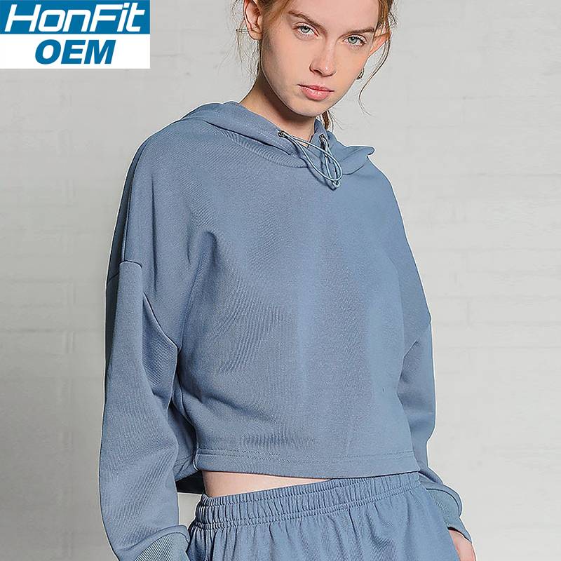 Womens Activewear Cropped 100% cotton Hoodie 122577 print logo 10