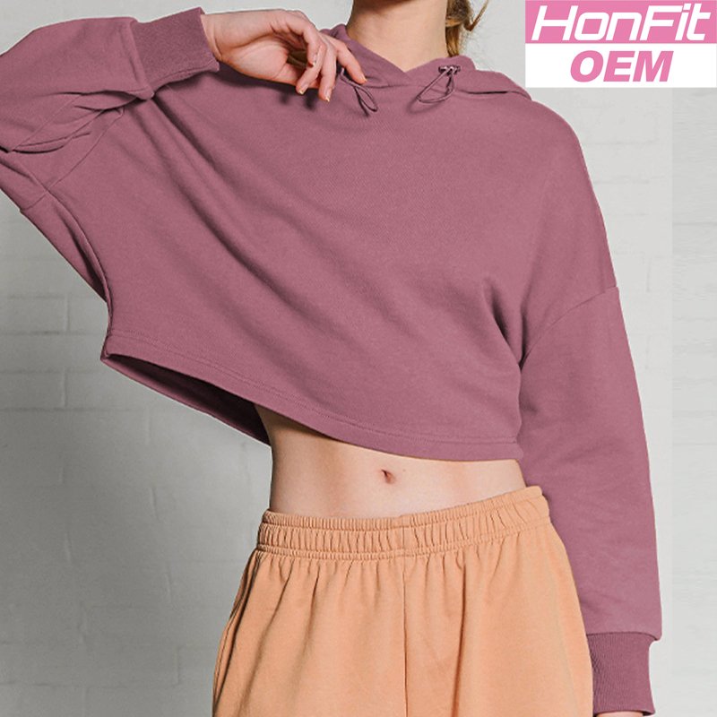 Womens Activewear Cropped 100% cotton Hoodie 122577 print logo 4