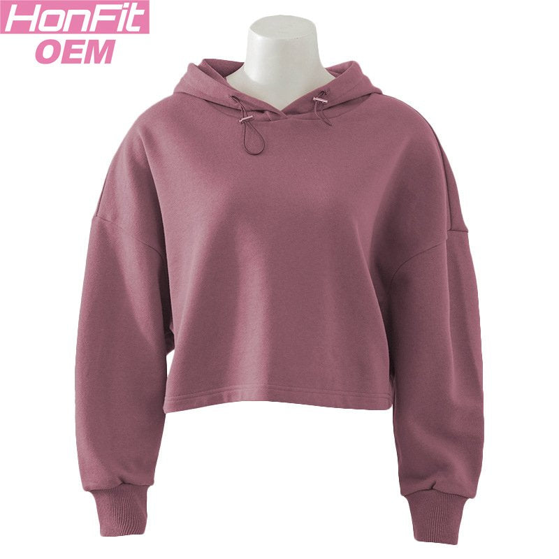 Womens Activewear Cropped 100% cotton Hoodie 122577 print logo 8