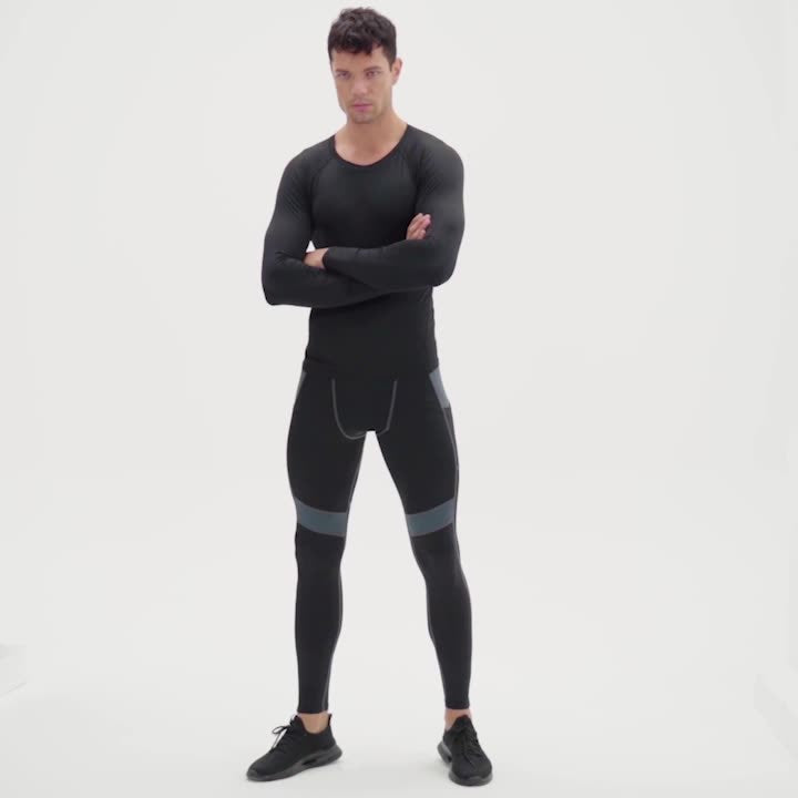 Mens Workout Compression 85%polyester 15%spandex Long Sleeve Shirt 1510 print logo 10
