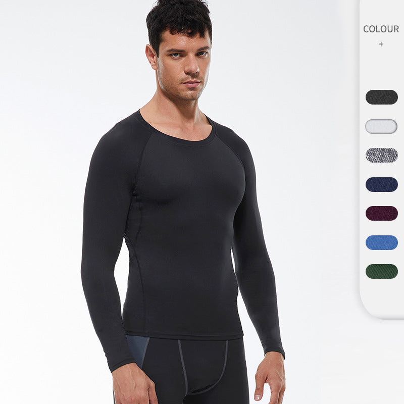 Mens Workout Compression 85%polyester 15%spandex Long Sleeve Shirt 1510 print logo 11
