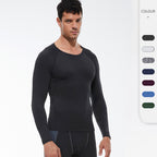 Mens Workout Compression 85%polyester 15%spandex Long Sleeve Shirt 1510 print logo 11