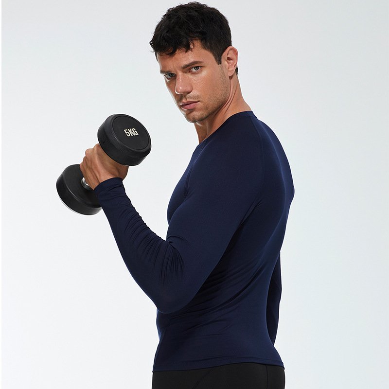 Mens Workout Compression 85%polyester 15%spandex Long Sleeve Shirt 1510 print logo 12