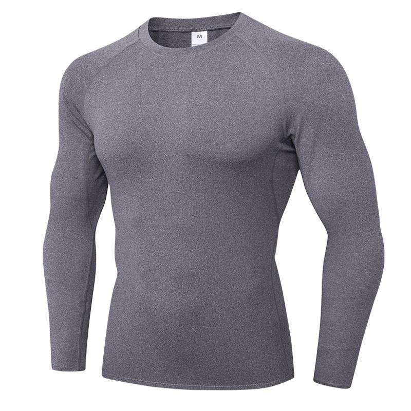 Mens Workout Compression 85%polyester 15%spandex Long Sleeve Shirt 1510 print logo 16