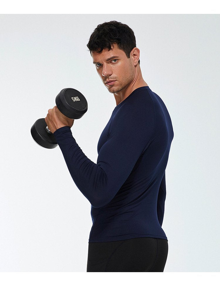 Mens Workout Compression 85%polyester 15%spandex Long Sleeve Shirt 1510 print logo 33