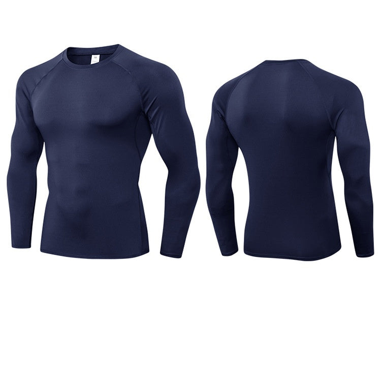 Mens Workout Compression 85%polyester 15%spandex Long Sleeve Shirt 1510 print logo 36