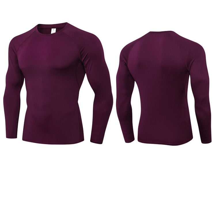 Mens Workout Compression 85%polyester 15%spandex Long Sleeve Shirt 1510 print logo 38