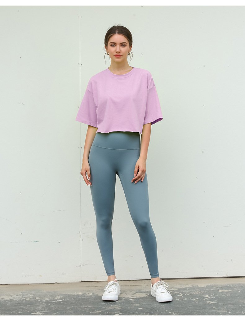 Womens Casual Sportswear 100%Cotton Cropped T-shirt 220185 print logo 48