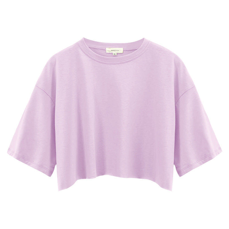 Womens Casual Sportswear 100%Cotton Cropped T-shirt 220185 print logo 21