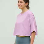 Womens Casual Sportswear 100%Cotton Cropped T-shirt 220185 print logo 25