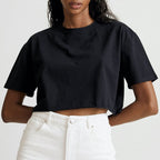 Womens Casual Sportswear 100%Cotton Cropped T-shirt 220185 print logo 1