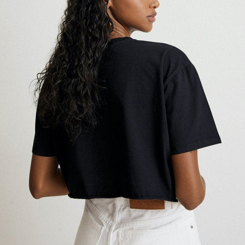 Womens Casual Sportswear 100%Cotton Cropped T-shirt 220185 print logo 2