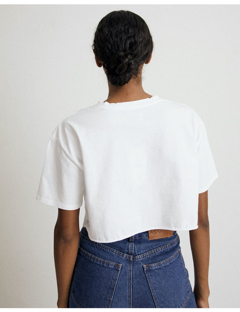 Womens Casual Sportswear 100%Cotton Cropped T-shirt 220185 print logo 33