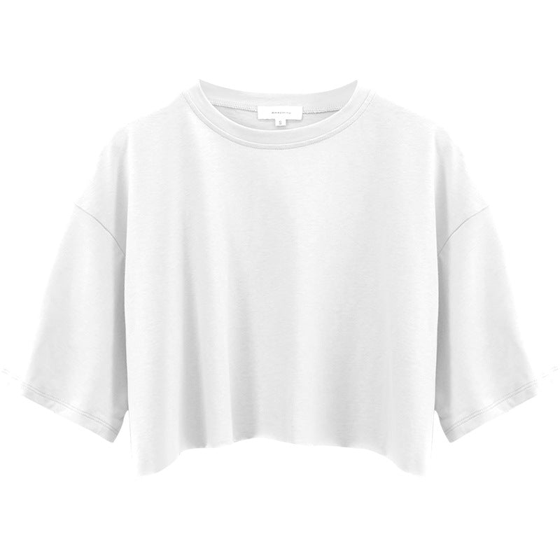 Womens Casual Sportswear 100%Cotton Cropped T-shirt 220185 print logo 19