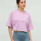 Womens Casual Sportswear 100%Cotton Cropped T-shirt 220185 print logo 27