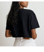 Womens Casual Sportswear 100%Cotton Cropped T-shirt 220185 print logo 38