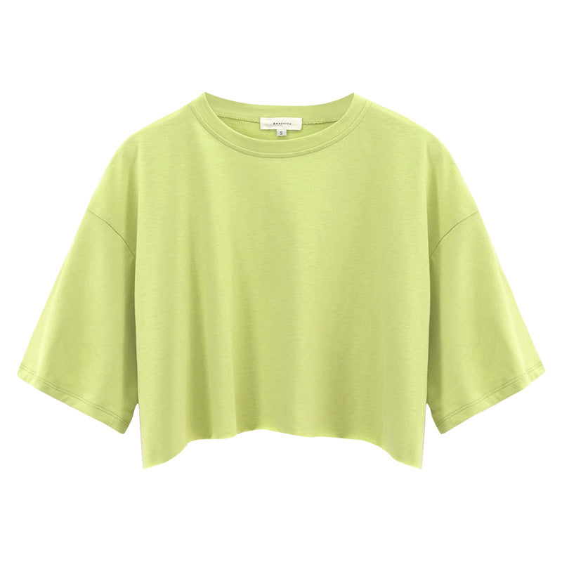 Womens Casual Sportswear 100%Cotton Cropped T-shirt 220185 print logo 7