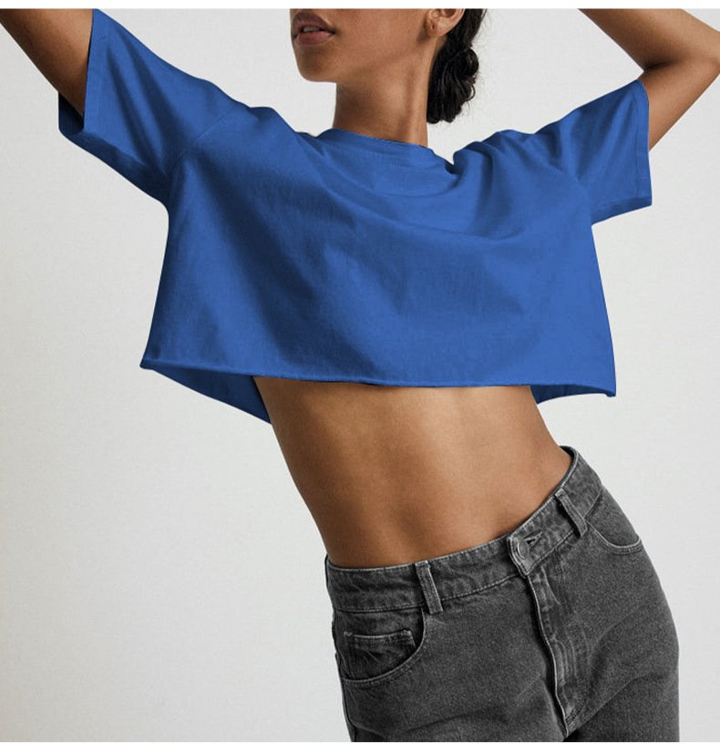 Womens Casual Sportswear 100%Cotton Cropped T-shirt 220185 print logo 43