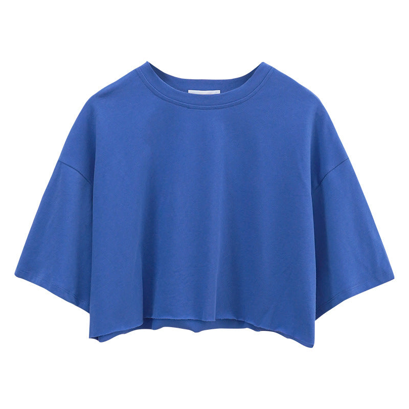 Womens Casual Sportswear 100%Cotton Cropped T-shirt 220185 print logo 8
