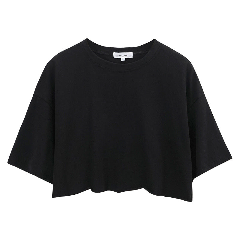 Womens Casual Sportswear 100%Cotton Cropped T-shirt 220185 print logo 20