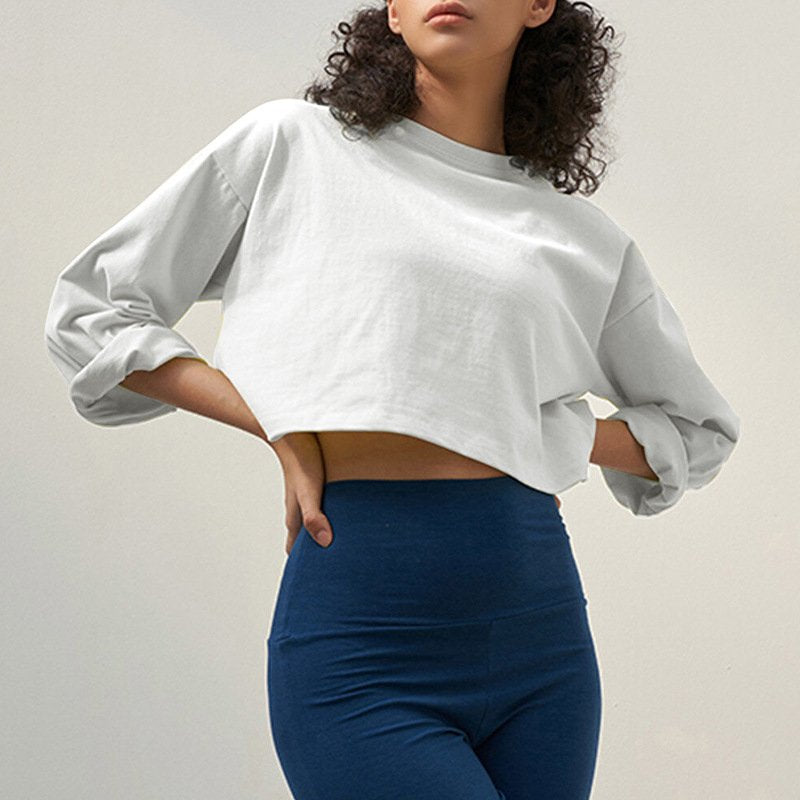 Womens Casual Sportswear 100%Cotton Cropped T-shirt 220185 print logo 24