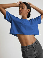 Womens Casual Sportswear 100%Cotton Cropped T-shirt 220185 print logo 12