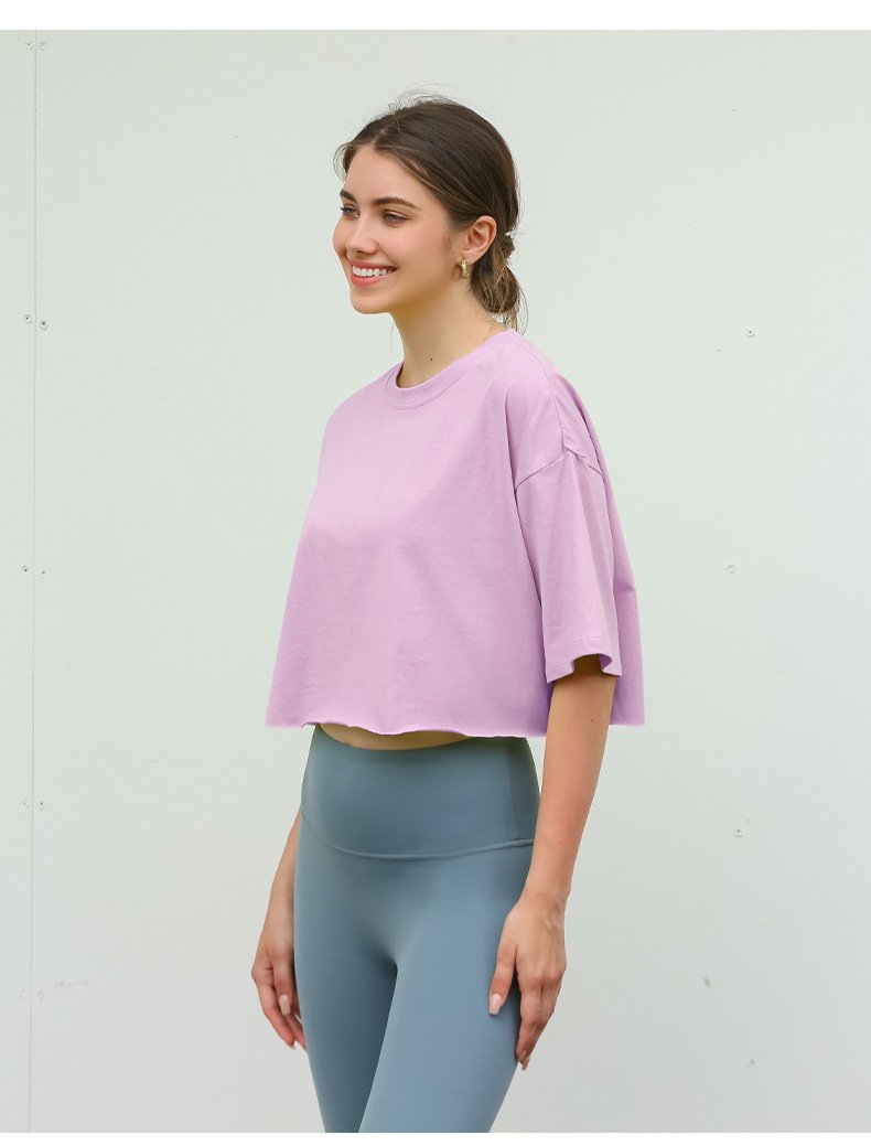 Womens Casual Sportswear 100%Cotton Cropped T-shirt 220185 print logo 47
