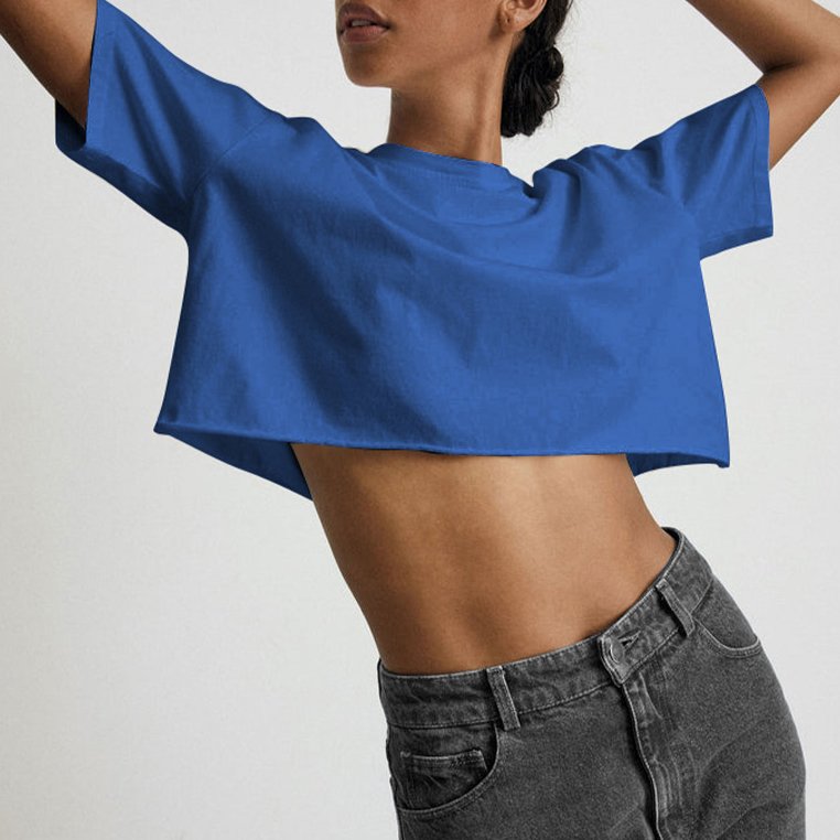 Womens Casual Sportswear 100%Cotton Cropped T-shirt 220185 print logo 28