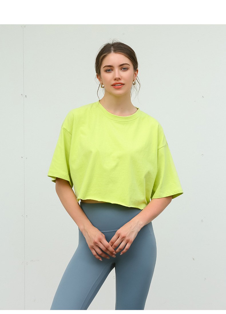 Womens Casual Sportswear 100%Cotton Cropped T-shirt 220185 print logo 51