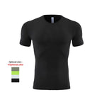 Mens Gym Running 90% polyester 10% spandex Compression Tshirt 235 print logo 28