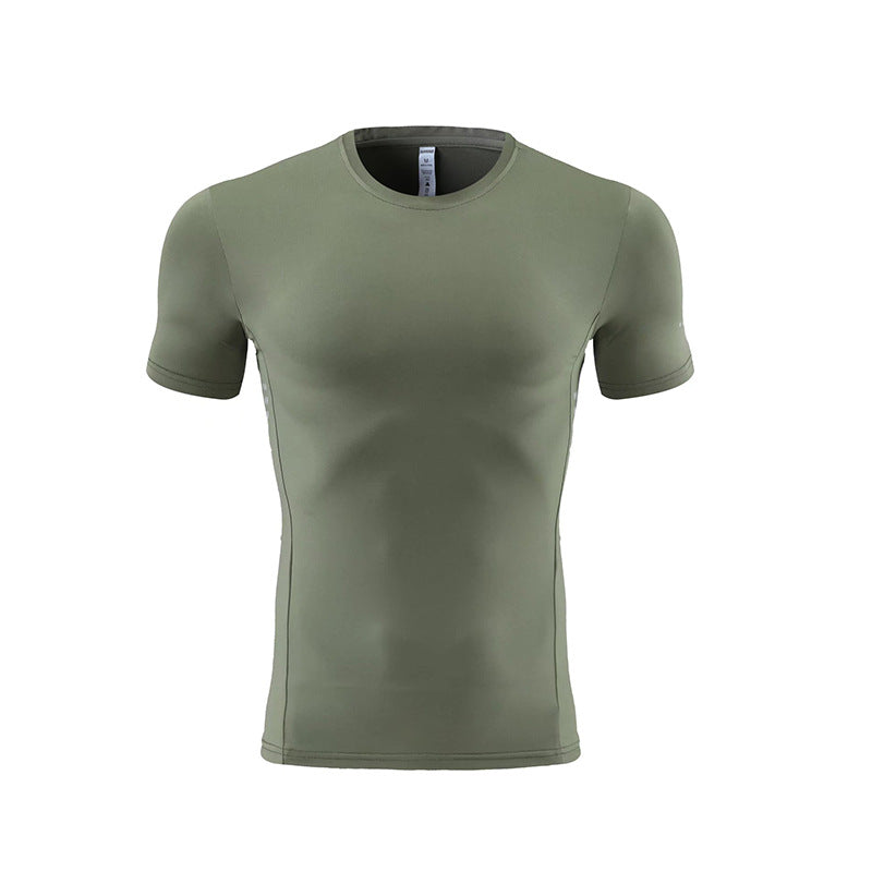 Mens Gym Running 90% polyester 10% spandex Compression Tshirt 235 print logo 40