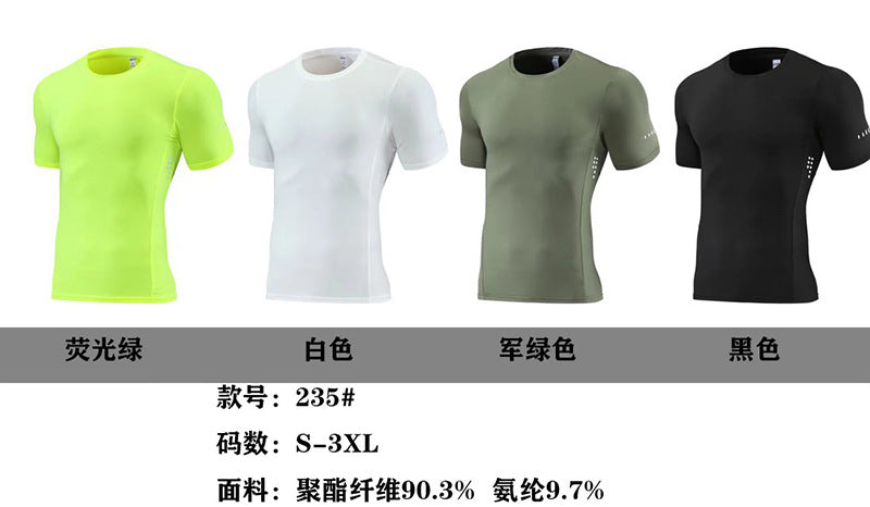Mens Gym Running 90% polyester 10% spandex Compression Tshirt 235 print logo 36