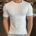 Mens Gym Running 90% polyester 10% spandex Compression Tshirt 235 print logo 8