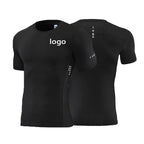 Mens Gym Running 90% polyester 10% spandex Compression Tshirt 235 print logo 4