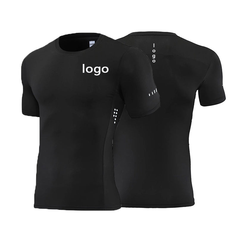 Mens Gym Running 90% polyester 10% spandex Compression Tshirt 235 print logo 4