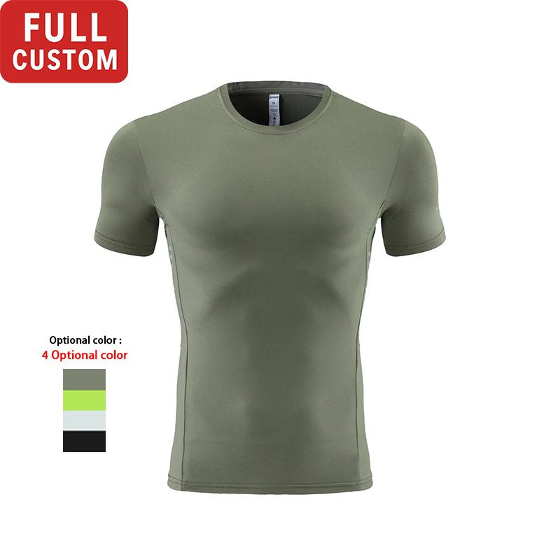 Mens Gym Running 90% polyester 10% spandex Compression Tshirt 235 print logo 29