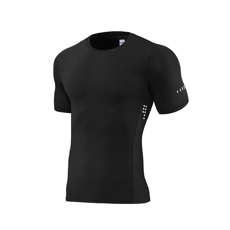 Mens Gym Running 90% polyester 10% spandex Compression Tshirt 235 print logo 17