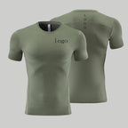 Mens Gym Running 90% polyester 10% spandex Compression Tshirt 235 print logo 5
