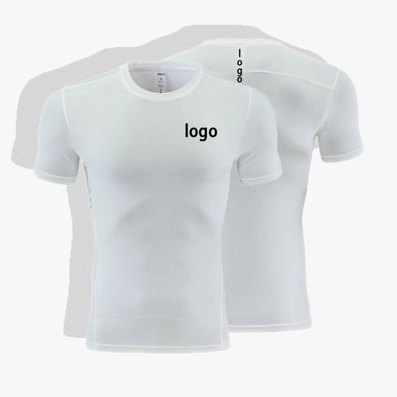 Mens Gym Running 90% polyester 10% spandex Compression Tshirt 235 print logo 2