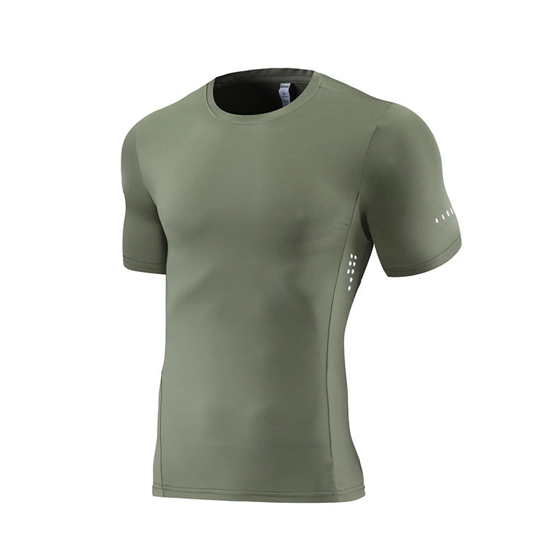 Mens Gym Running 90% polyester 10% spandex Compression Tshirt 235 print logo 41