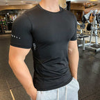 Mens Gym Running 90% polyester 10% spandex Compression Tshirt 235 print logo 6