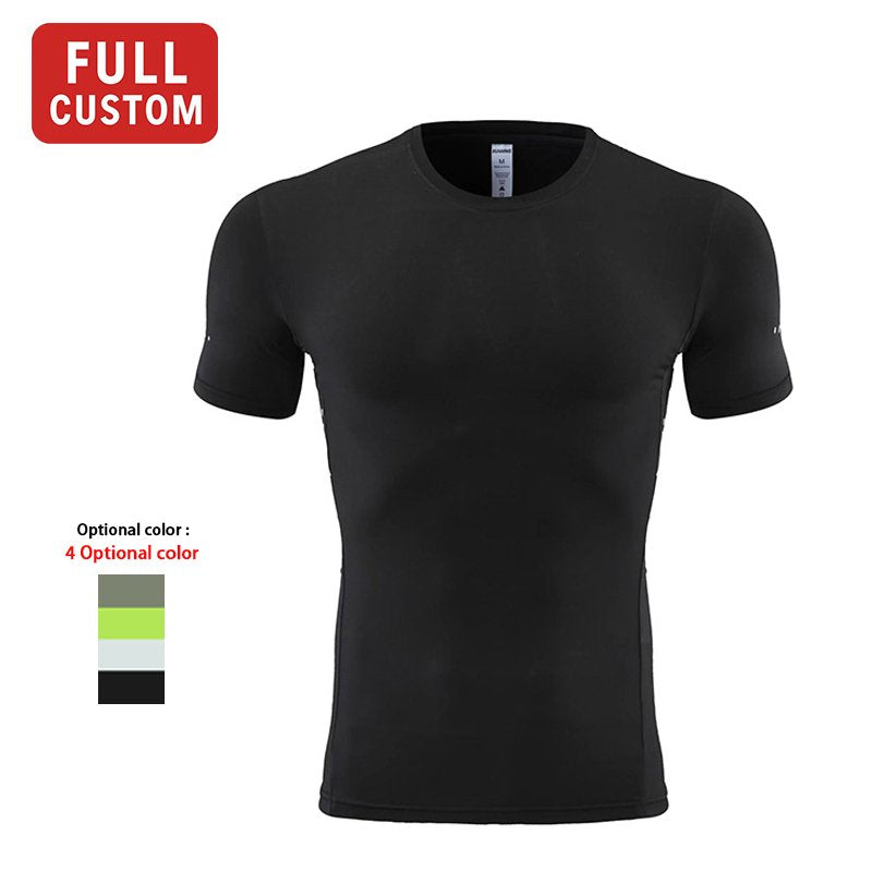 Mens Gym Running 90% polyester 10% spandex Compression Tshirt 235 print logo 27