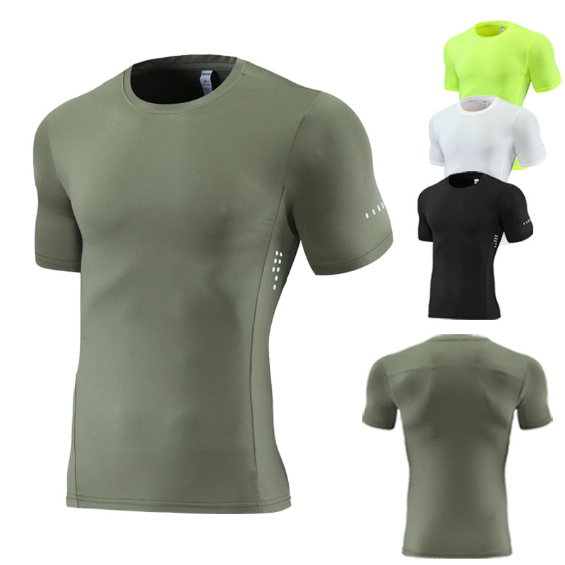 Mens Gym Running 90% polyester 10% spandex Compression Tshirt 235 print logo 15